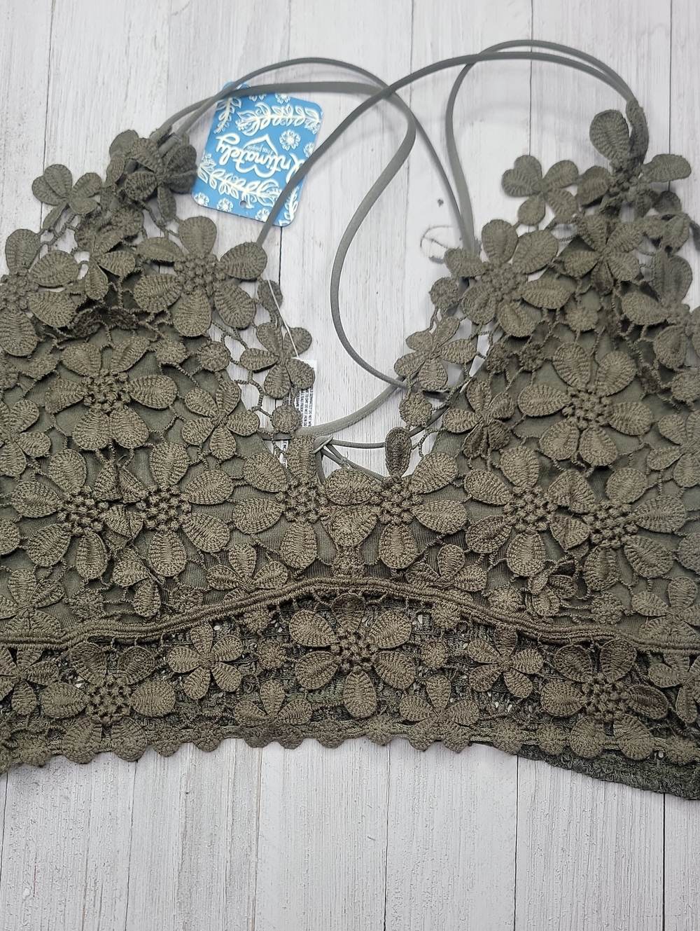 Free People Olive Green Crochet Floral Bralette - Picture 6 of 8